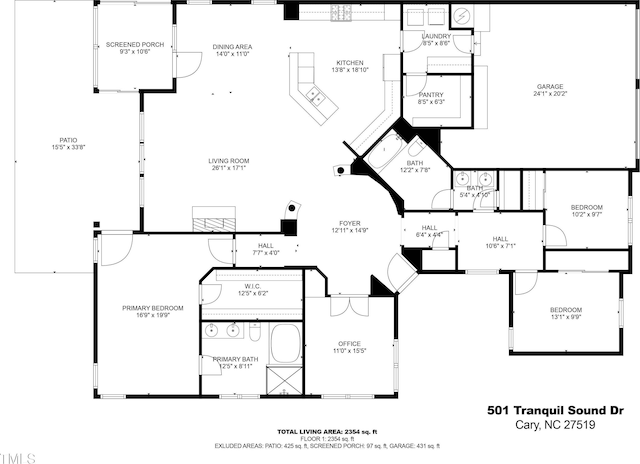 501 Tranquil Sound Dr, Cary, NC 27519 - view of room layout