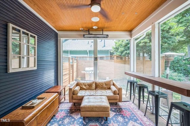 1213 Pierce St, Raleigh, NC 27605 - sunroom featuring healthy amount of natural light and a ceiling fan
