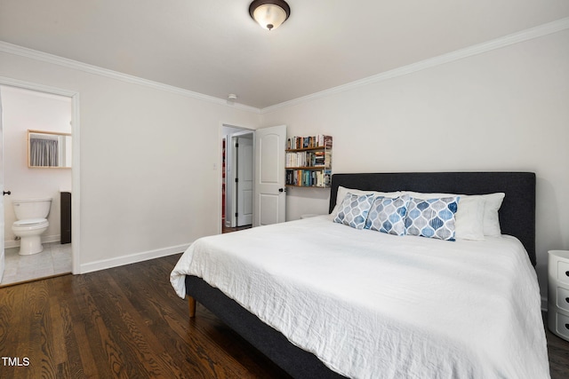 700 Tinkerbell Rd, Chapel Hill, NC 27517 - bedroom with crown molding, wood finished floors, and ensuite bath
