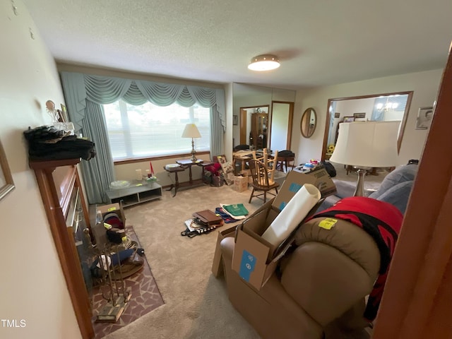 5924 Woodcrest Dr, Raleigh, NC 27603 - living area with carpet floors and a textured ceiling