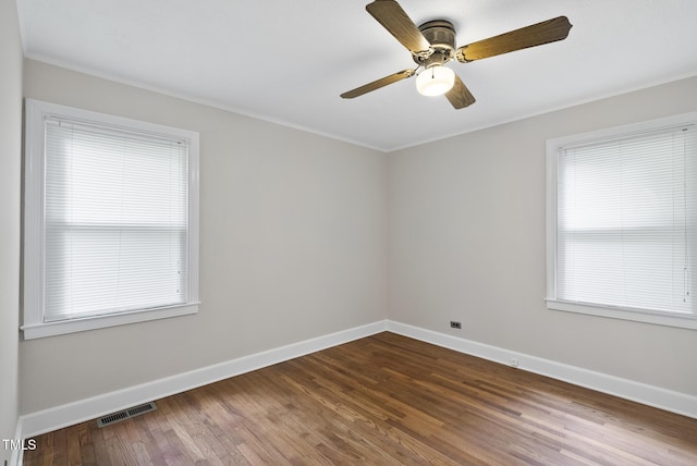 7 Meadowbrook Ave, Durham, NC 27712 - unfurnished room featuring ornamental molding, dark wood-type flooring, and ceiling fan