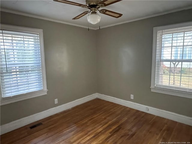 116 N Wright St, Raeford, NC 28376 - spare room featuring wood finished floors, ceiling fan, and crown molding