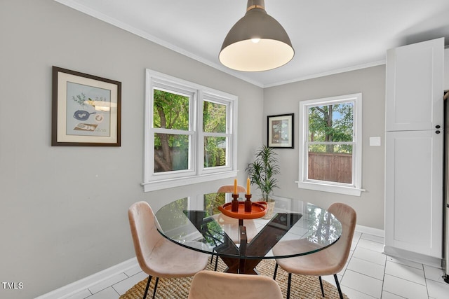 1001 Lancaster St, Durham, NC 27701 - dining room featuring light tile patterned floors and crown molding