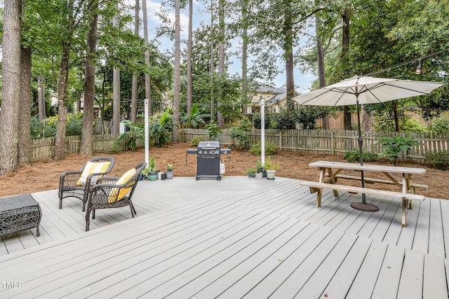 6025 Tarnhour Ct, Raleigh, NC 27612 - deck featuring a fenced backyard and grilling area