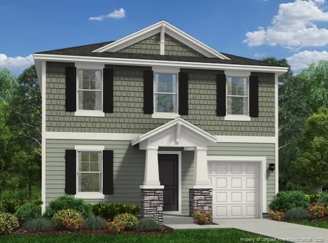 566 Stadium Dr, Cameron, NC 28326 - view of front facade with a garage and concrete driveway