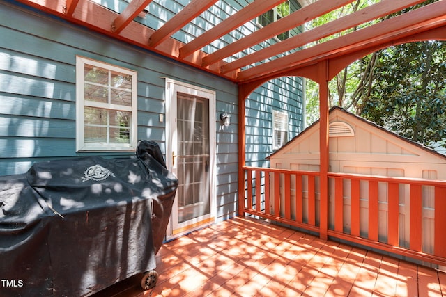 511 Scotts Ridge Trl, Apex, NC 27502 - view of patio featuring a pergola, a wooden deck, and a grill
