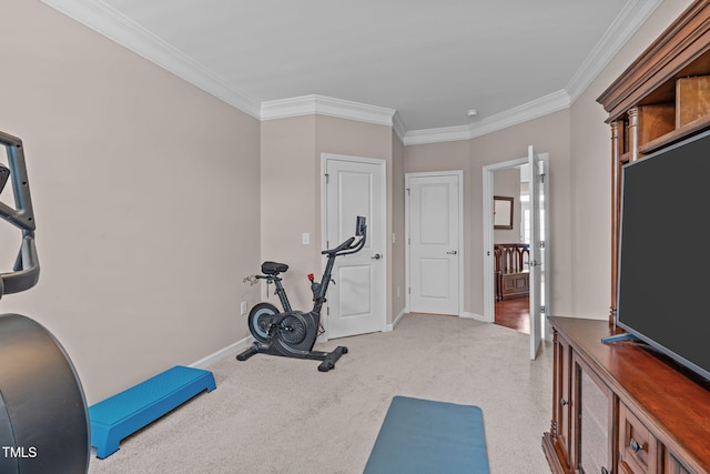 1950 Firenza Dr, Apex, NC 27502 - workout room with ornamental molding and carpet flooring