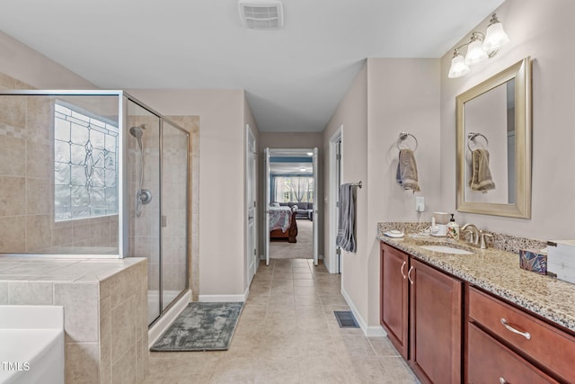 1950 Firenza Dr, Apex, NC 27502 - bathroom featuring ensuite bathroom, a bath, vanity, and a stall shower