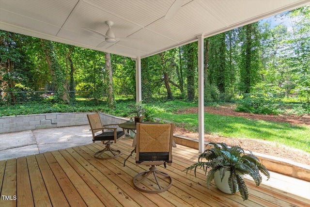 6311 Brandywine Rd, Raleigh, NC 27607 - wooden terrace with ceiling fan