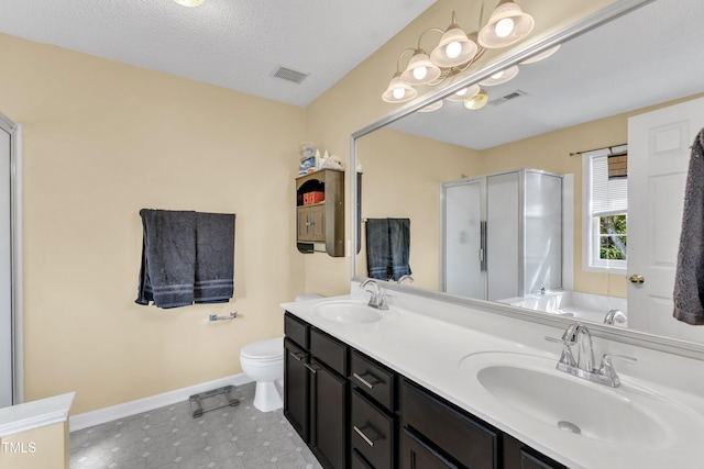 2114 Baycourt Trl, Hillsborough, NC 27278 - full bathroom with a shower stall, double vanity, a bath, and tile patterned flooring
