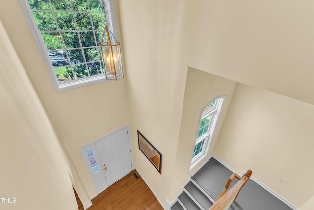 2114 Baycourt Trl, Hillsborough, NC 27278 - staircase featuring plenty of natural light and wood finished floors