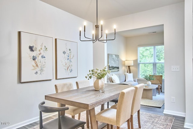 1004 Citadel Ave, Durham, NC 27713 - dining area featuring a chandelier and wood finished floors