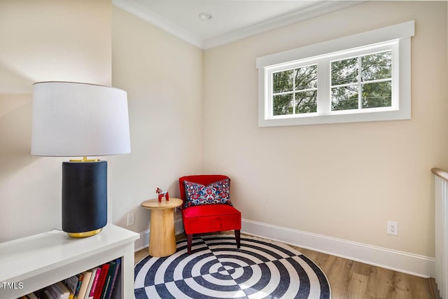 309 N Mason St, Apex, NC 27502 - sitting room with crown molding, wood finished floors, and recessed lighting