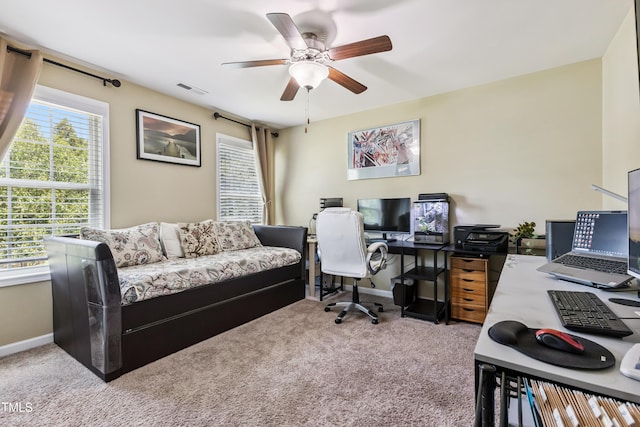 90 E Calvert Ct, Clayton, NC 27527 - carpeted office featuring ceiling fan and baseboards