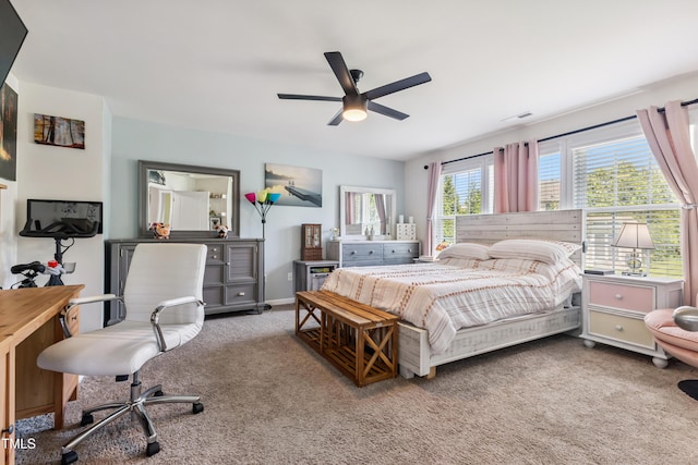 90 E Calvert Ct, Clayton, NC 27527 - bedroom featuring carpet, a desk, and ceiling fan