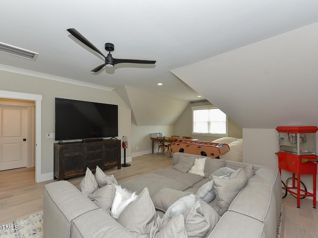 3666 Jordan Estates Way, New Hill, NC 27562 - living room with wood finished floors, a ceiling fan, and lofted ceiling