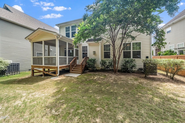 316 Rapport Dr, Cary, NC 27519 - rear view of property featuring a sunroom and crawl space