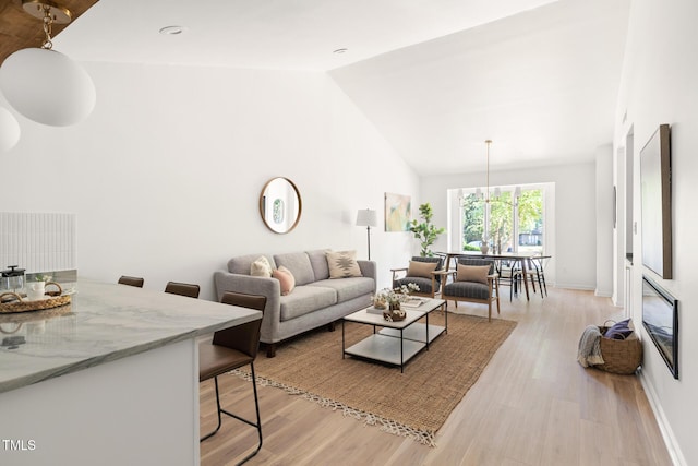 110 Mossbark Ln, Chapel Hill, NC 27514 - living area with light wood-style floors and high vaulted ceiling