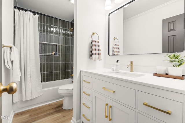 110 Mossbark Ln, Chapel Hill, NC 27514 - bathroom with vanity, wood finished floors, and shower / bath combo