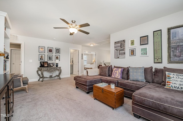 3082 Cascade Dr, Burlington, NC 27217 - living area featuring a ceiling fan and carpet
