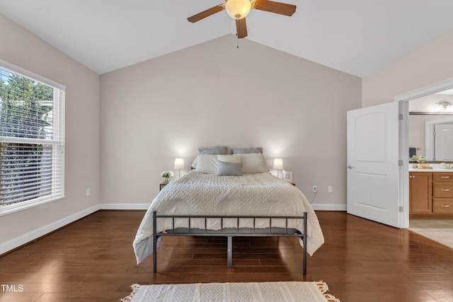 936 Blue Bird Ln, Wake Forest, NC 27587 - bedroom featuring wood finished floors, lofted ceiling, and a ceiling fan