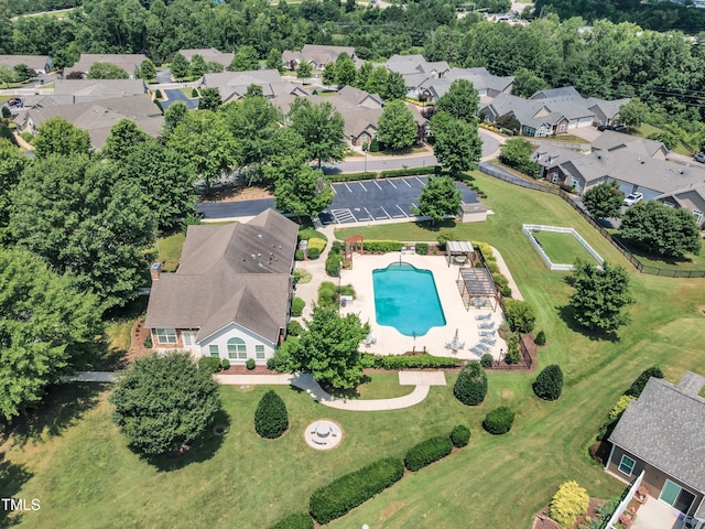 936 Blue Bird Ln, Wake Forest, NC 27587 - aerial view of residential area featuring a pool area