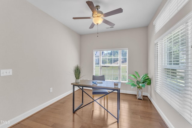 936 Blue Bird Ln, Wake Forest, NC 27587 - home office featuring light wood-style floors and ceiling fan