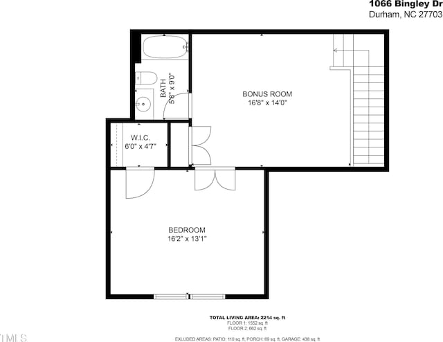 1066 Bingley Dr, Durham, NC 27703 - view of home floor plan
