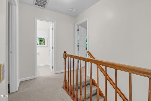 7 Nadeau Ct, Durham, NC 27704 - hall featuring an upstairs landing and carpet floors