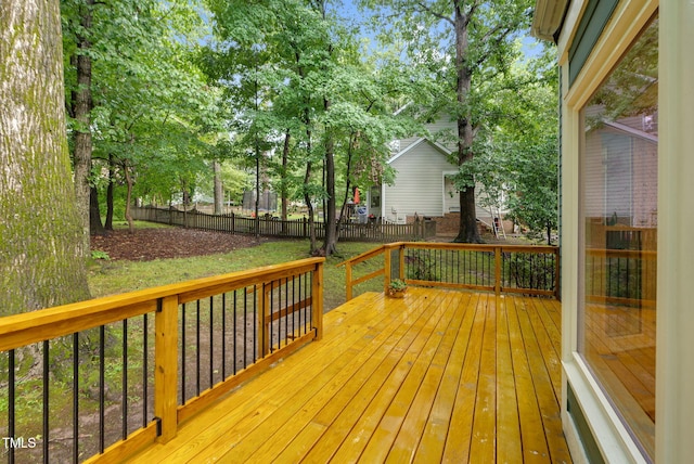 7 Nadeau Ct, Durham, NC 27704 - wooden deck with a fenced backyard