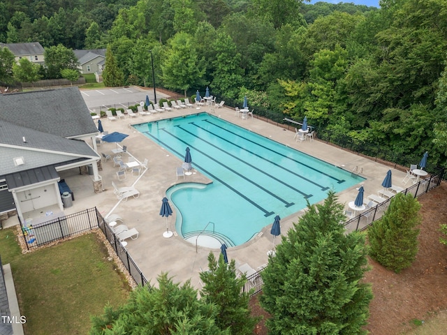 1304 Bromby Ave, Knightdale, NC 27545 - community pool with a forest view and a patio area
