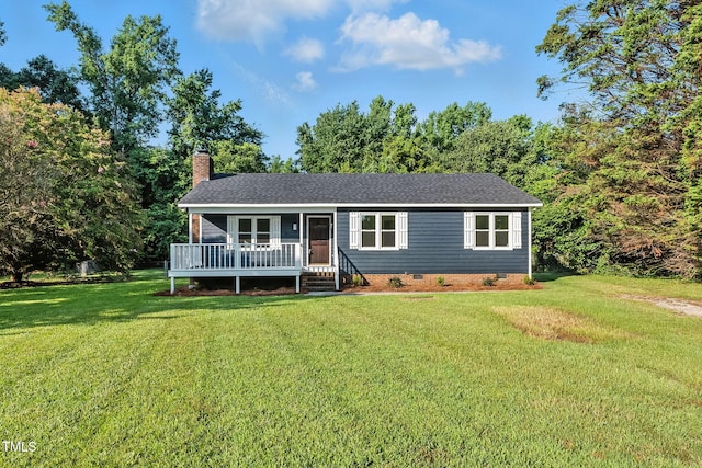104 S Nikol Way, Clayton, NC 27520 - ranch-style home featuring a front lawn, crawl space, a chimney, and roof with shingles