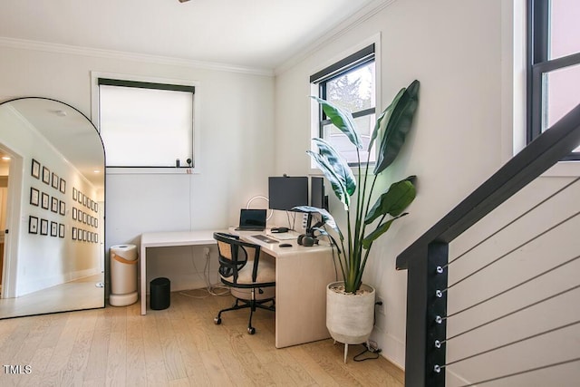 1523 Ivy Ln, Raleigh, NC 27609 - office featuring crown molding and wood finished floors