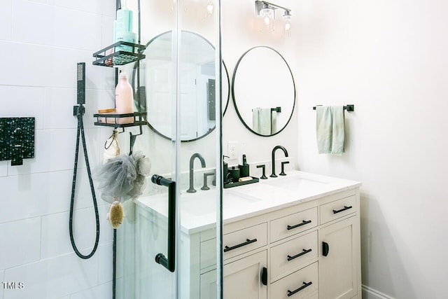 1523 Ivy Ln, Raleigh, NC 27609 - full bathroom featuring double vanity and a shower stall