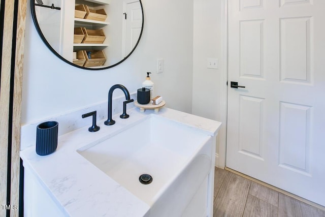 1523 Ivy Ln, Raleigh, NC 27609 - bathroom featuring wood finished floors and vanity