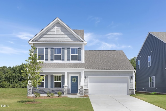 34 Mable Ct Unit 22, Lillington, NC 27546 - craftsman-style home with a garage, a front lawn, concrete driveway, and roof with shingles