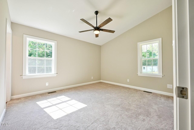 369 Historic Village Dr, Roxboro, NC 27574 - unfurnished room with vaulted ceiling, carpet floors, and ceiling fan