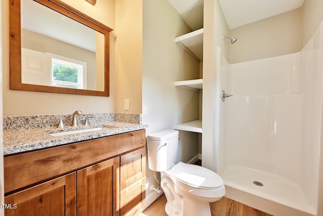 369 Historic Village Dr, Roxboro, NC 27574 - bathroom with a shower, vanity, and wood finished floors
