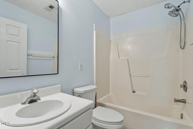 2733 Midway Park Ct, Raleigh, NC 27610 - bathroom featuring a textured ceiling, bathing tub / shower combination, and vanity