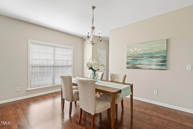 1201 Woodlands Creek Way, Apex, NC 27502 - dining area with a chandelier and dark wood-type flooring