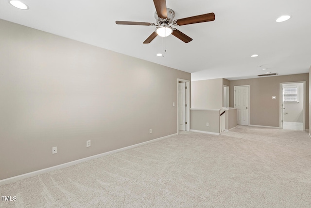 1201 Woodlands Creek Way, Apex, NC 27502 - unfurnished room with recessed lighting, light carpet, and a ceiling fan