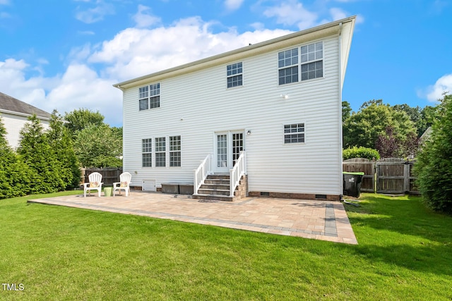 1201 Woodlands Creek Way, Apex, NC 27502 - back of property featuring crawl space, a patio area, and a gate