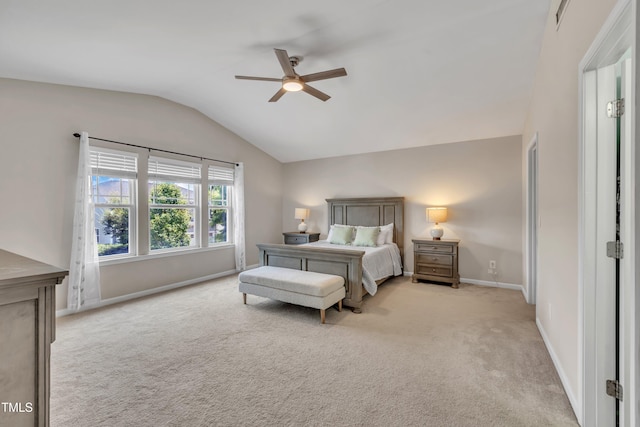 2714 Magnolia Tree Ln, Durham, NC 27703 - bedroom featuring vaulted ceiling, carpet, and ceiling fan