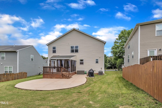 2714 Magnolia Tree Ln, Durham, NC 27703 - rear view of property featuring a sunroom and a patio area