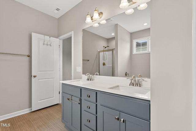 611 Laurel Lake Rd, Salemburg, NC 28385 - bathroom with double vanity and a stall shower