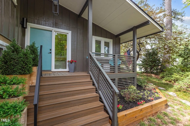 3033 Sylvania Dr, Raleigh, NC 27607 - entrance to property featuring board and batten siding