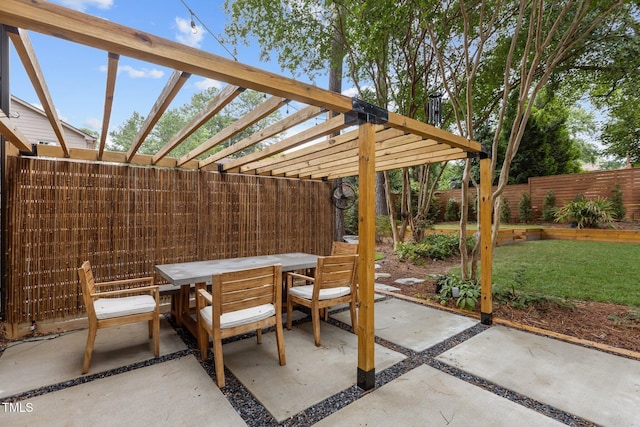 3033 Sylvania Dr, Raleigh, NC 27607 - fenced backyard with outdoor dining area, a patio, and a pergola