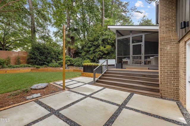 3033 Sylvania Dr, Raleigh, NC 27607 - view of patio / terrace with a sunroom