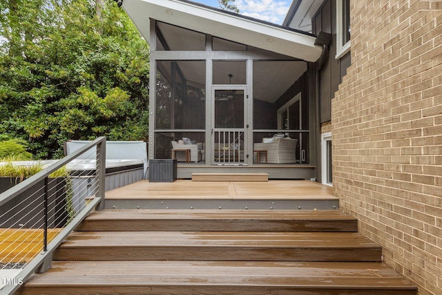3033 Sylvania Dr, Raleigh, NC 27607 - deck featuring a sunroom