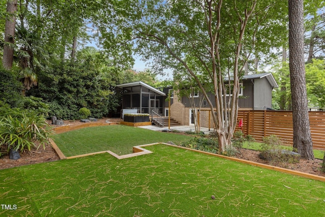 3033 Sylvania Dr, Raleigh, NC 27607 - view of yard featuring a sunroom